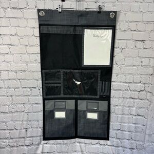Thirty-One Hang Up Family Home Wall Organizer Pockets Black & Gray 41" x 22"